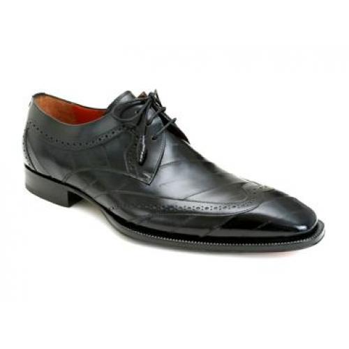 Mezlan "Young" 3384AN Blue All-Over Genuine Eel Wing-Tip Shoes